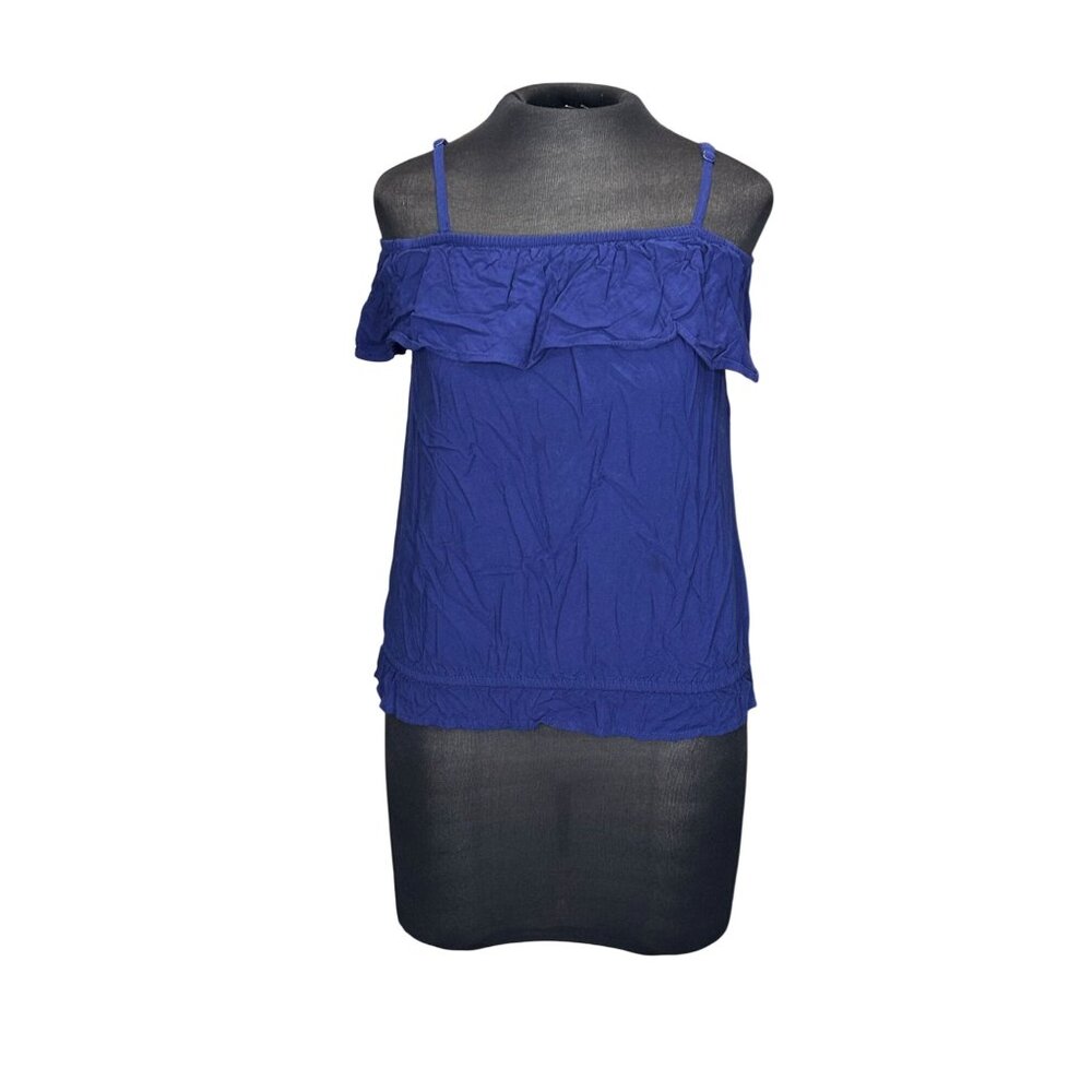 Epic Threads Womens Ruffled Off-Shoulder Blue Top XL